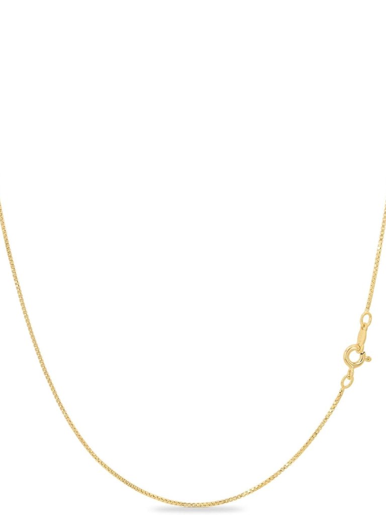 18k Gold Plated 925 Sterling Silver Box Chain Necklace For Women, 1mm Thin & Stu